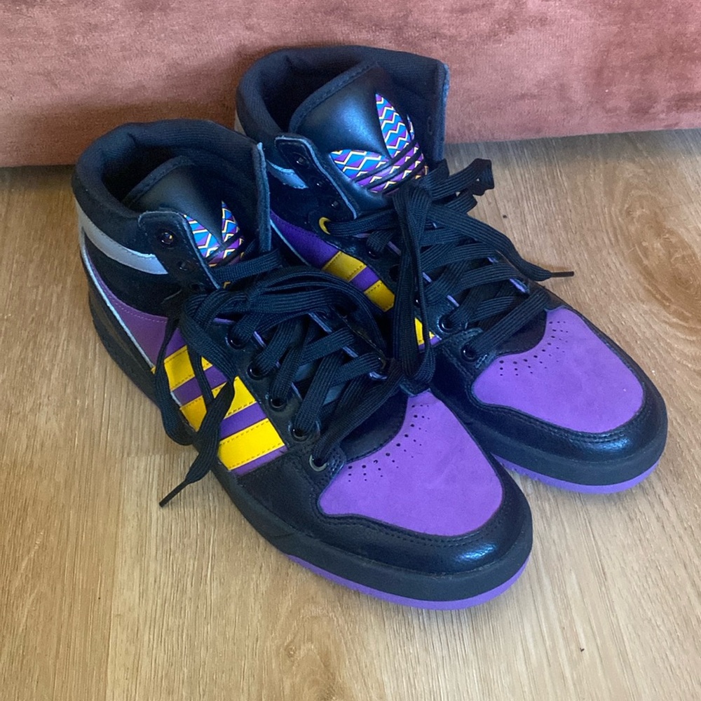 Purple and Black High-Top Sneakers